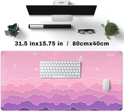 Miniatura 2 de Almohadilla grande extendida para mouse y teclado de escritorio diseño de paisaje 315 x 1575 pulg bordes cosidos superficie lisa reverso de goma