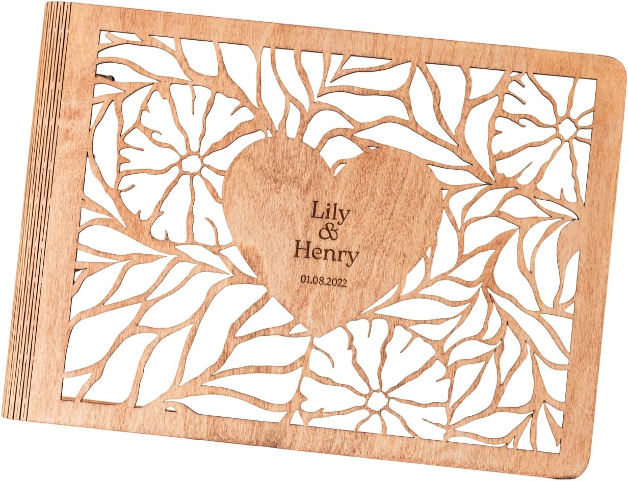 Couple Photo Album, Custom Photo Album - Our First Year Together Scrapbook Album Book for Pictures, Memories Family Albums for Photos - Wedding Photo Albums (Bloomheart, Large (A4))