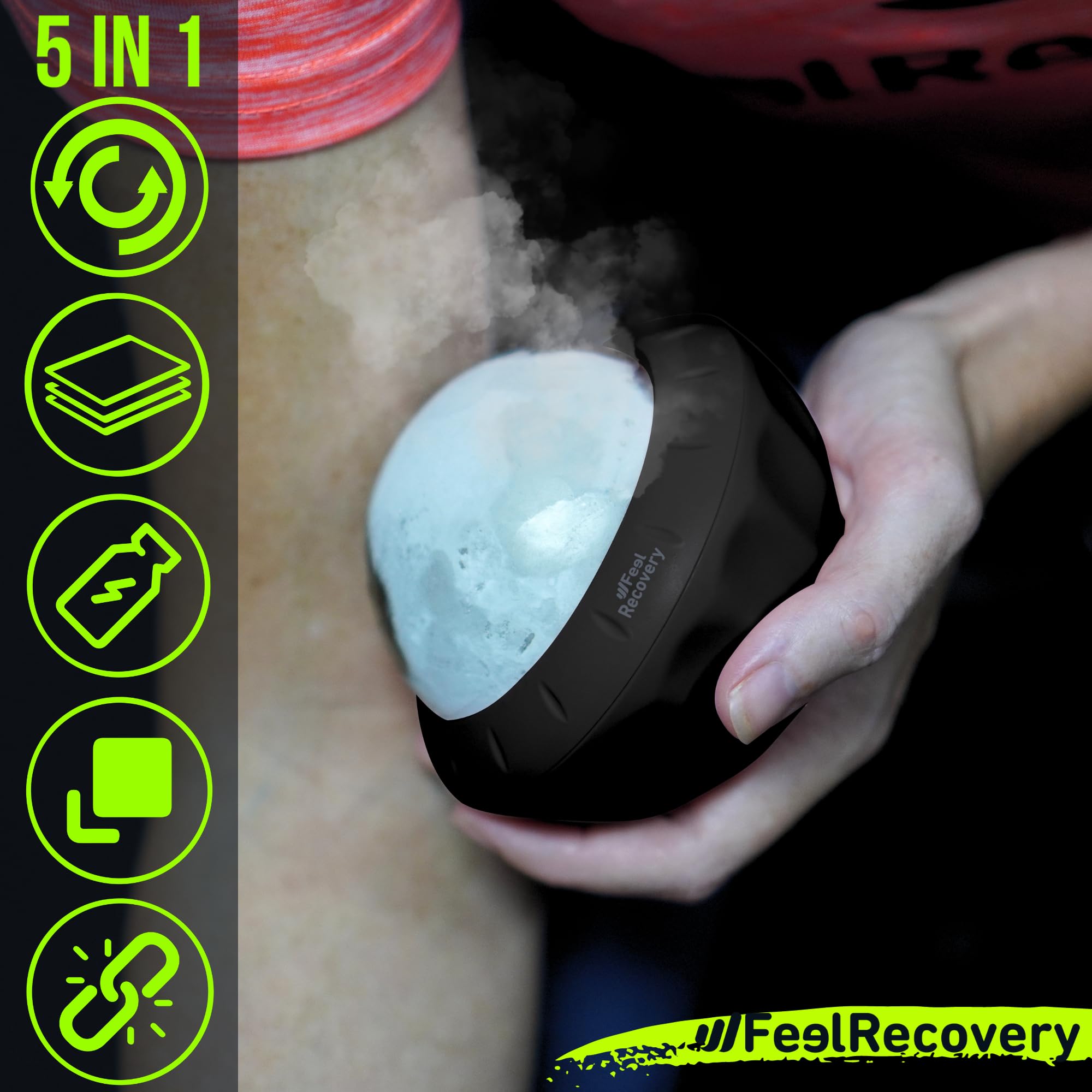 Boule de Massage Musculaire Froid et Chaud avec Balle Métallique et Gel 8cm Ø - Rouleau de Massage RollOn Manuel Detente, Relaxation, Reflexologie, Bien-être, Cellulite, Dos et Pieds