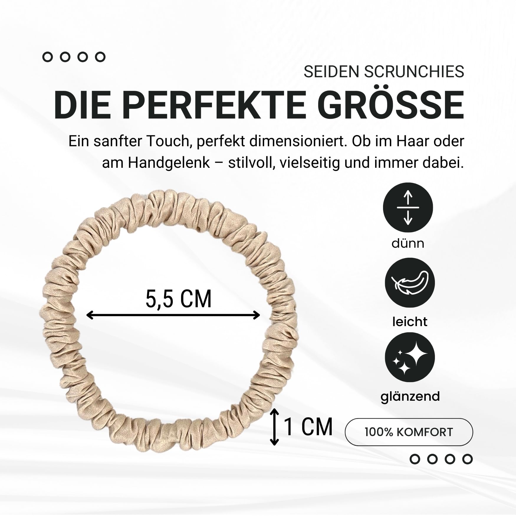 HAARallerliebst Set of 4 100% Thin Silk Scrunchie Hair Bobbles with Cardboard Box - Image 3