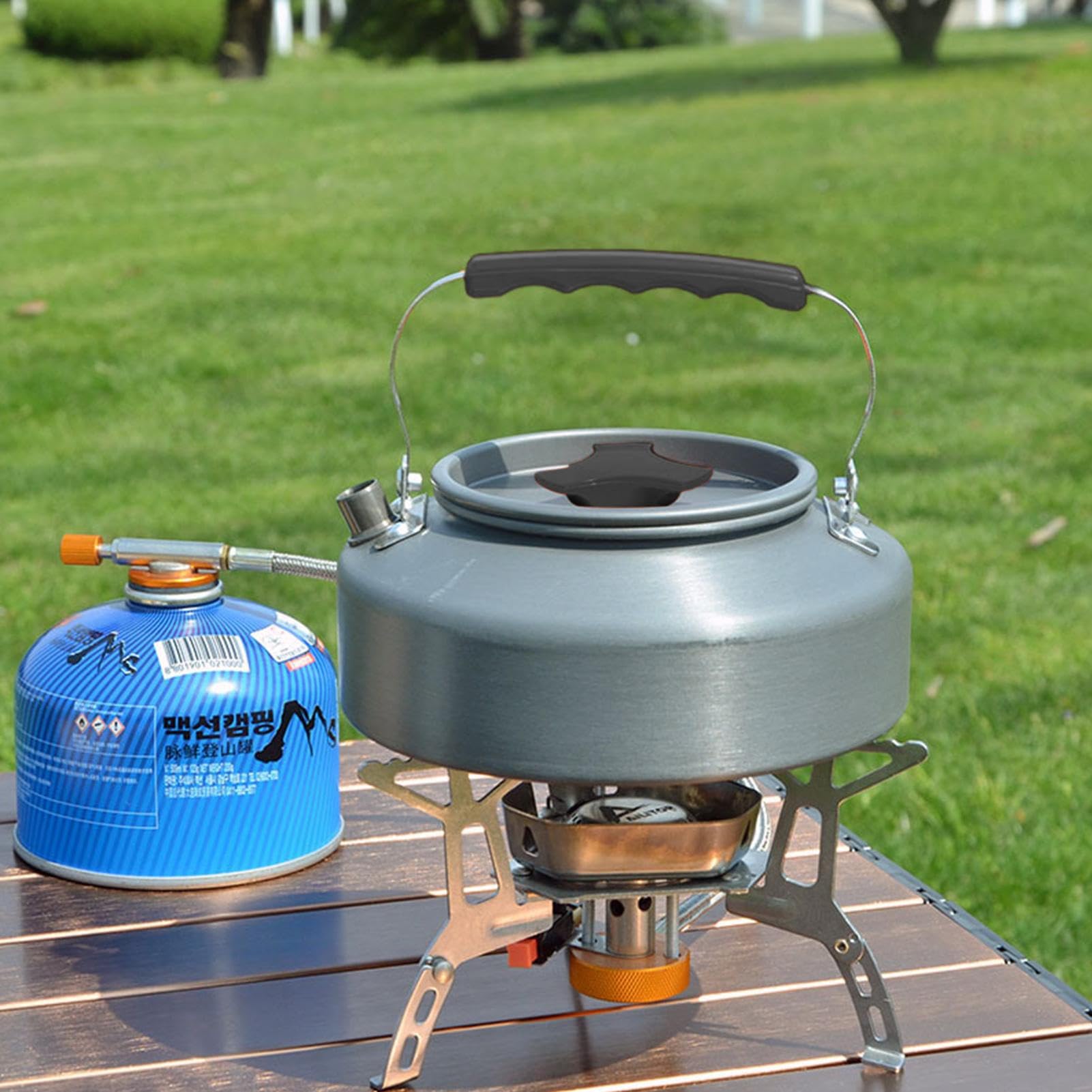 Camping Kettle 1.1L - Lightweight Aluminum Tea Pot, Portable Coffee Pot Hiking | Compact Boiling Kettle Camping, Picnic Outdoor Use and Convenient Travel for Camping Outdoor Activities