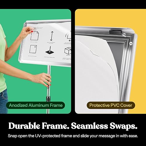 Miniatura 6 de Soporte de cartel de pedestal ajustable resistente  Soporte de cartel vertical y horizontal de 11 x 17 pulgadas  Soporte de cartel de base cuadrada
