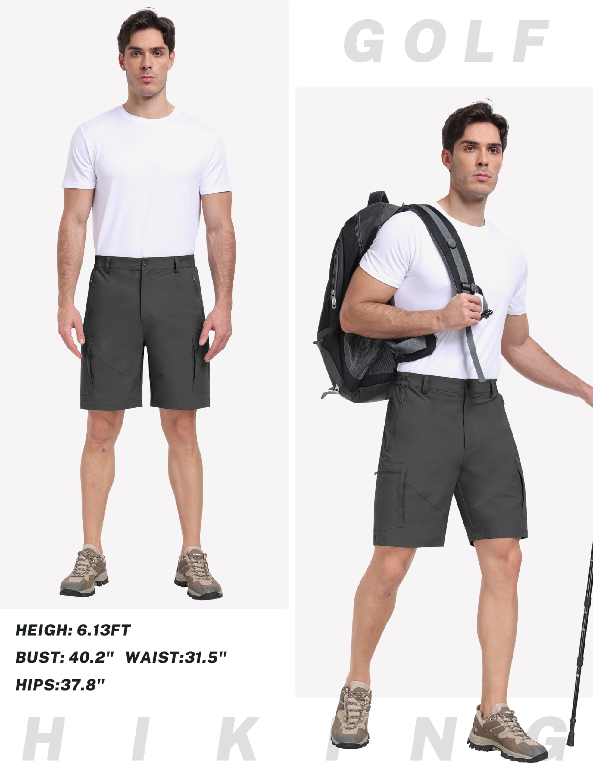 MoFiz Pantalones Cortos Cargo Hombre Pantalones Cortos de Senderismo Pantalones Cortos de Golf Deportivos Bermudas Ligero Secado rápido Exterior Pantalones Cortos con 5 Bolsillos
