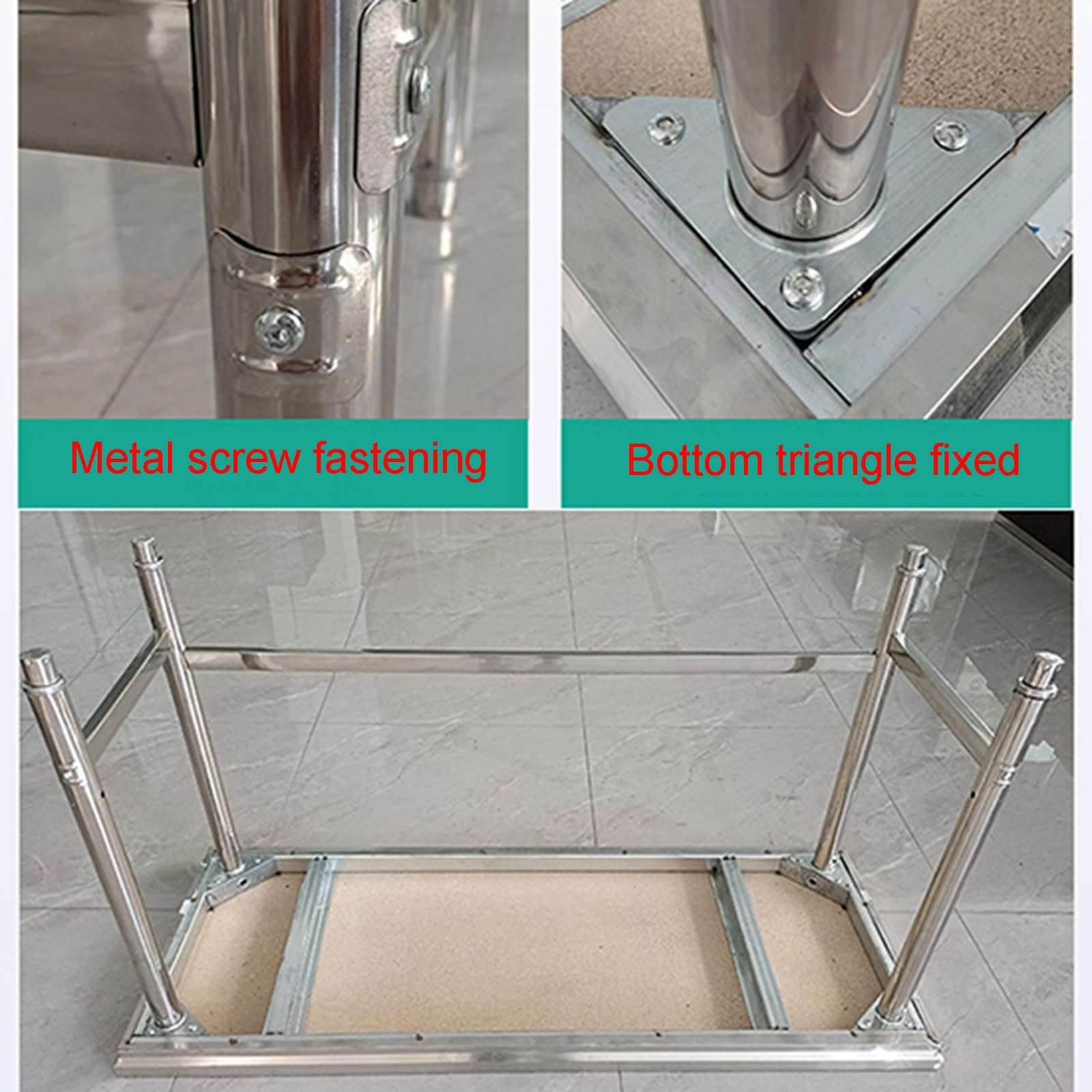 Tavolo da Lavoro Smontabile in Acciaio Inossidabile Rinforzato Tavolo da Preparazione per Cucina E Sala da Pranzo Tavolo da Imballaggio per Magazzino Facile da Assemblare