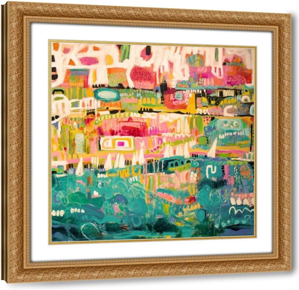 ArtDirect Abstract Marina II Custom Framed Art Print Giclee Print or Canvas Options with Various Sizes and Customization by Fields, Karen