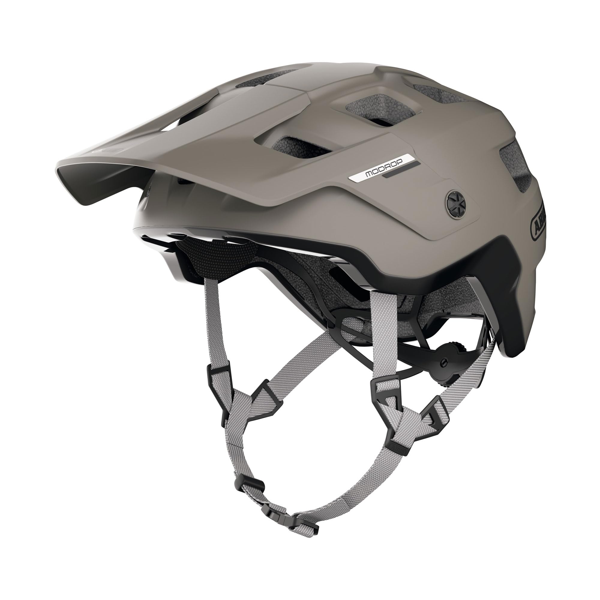 ABUS Kask MTB MoDrop, Szary, L, Rowerowy | In-Mold, system regulacji, uchwyt na gogle, otwór na kucyk