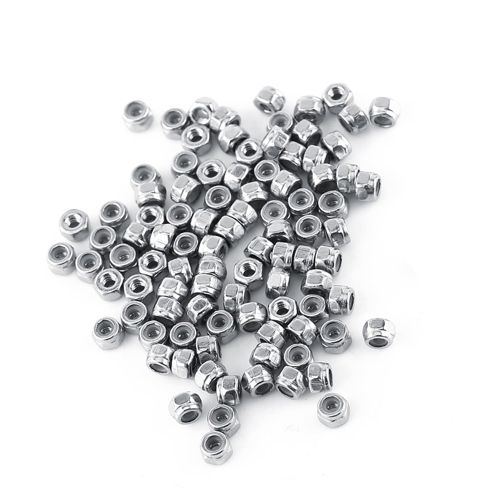 Dadi di Bloccaggio Esagonali con Inserto in Nylon, Acciaio Inossidabile SS304, M2, 100 Pezzi, Autobloccanti