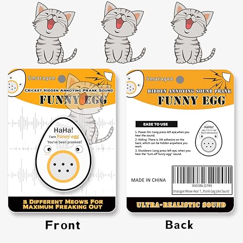 Miniatura 3 de Smatagee Divertido huevo maullando gato oculto broma molesta broma sonido de broma, mini broma oculta para adultos, broma práctica del día de los