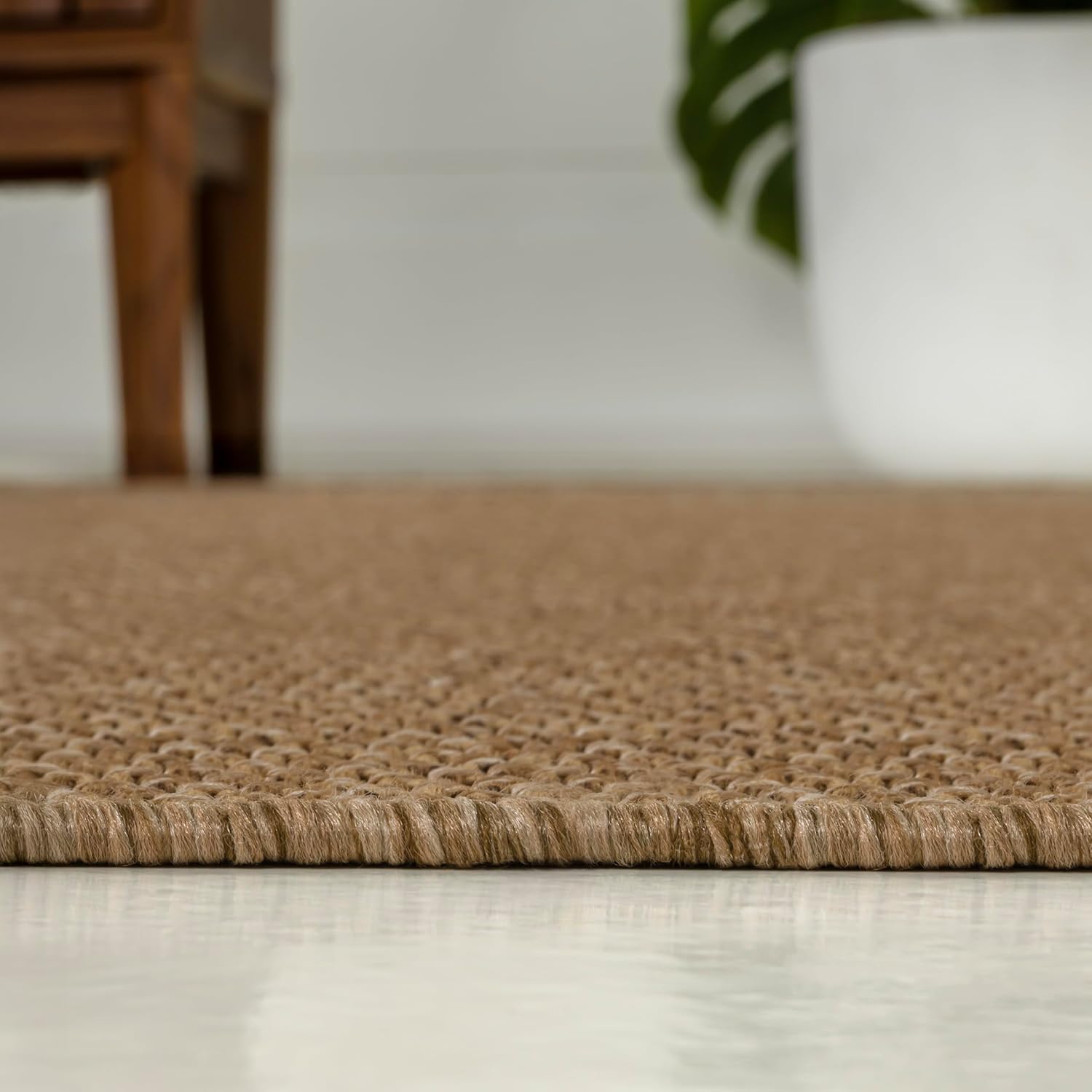 JONATHAN Y Easy Jute Rustic Indoor Outdoor Area Rug Natural 3X5, Solana Easy Solid Color for Backyard, Patio, Porch, Easy-Cleaning, High Traffic, Pet-Friendly, Hose Washable, Non-Shedding FXV100A-3