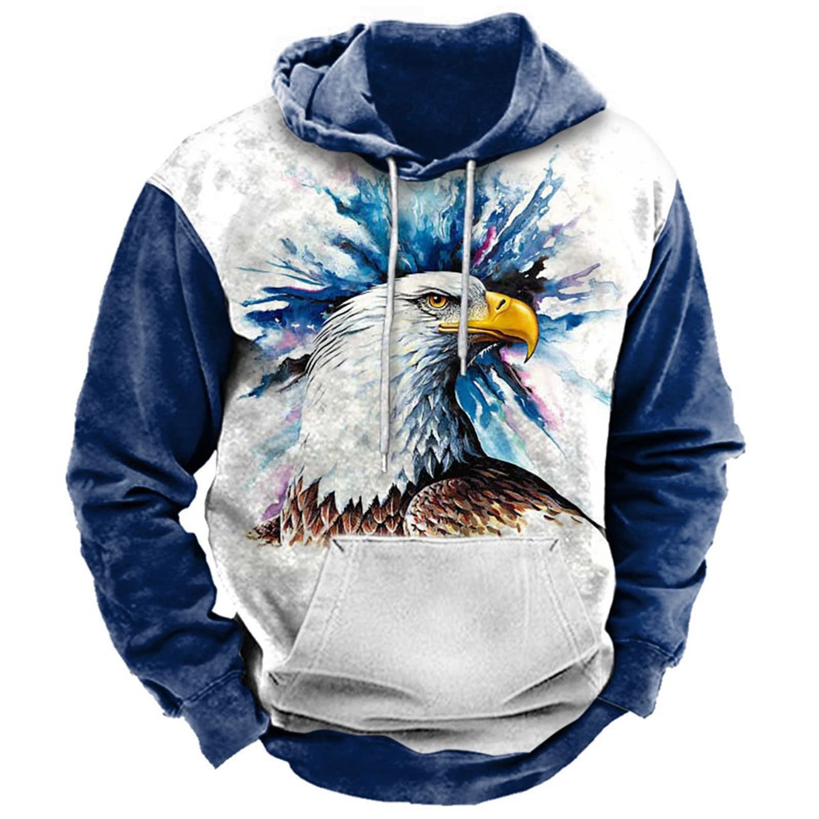 Keephen Men's # 3 Retro Hoodies - Casual Native Indians 3D Printed Hooded Sweatshirt Drawstring Pullover With Pocket