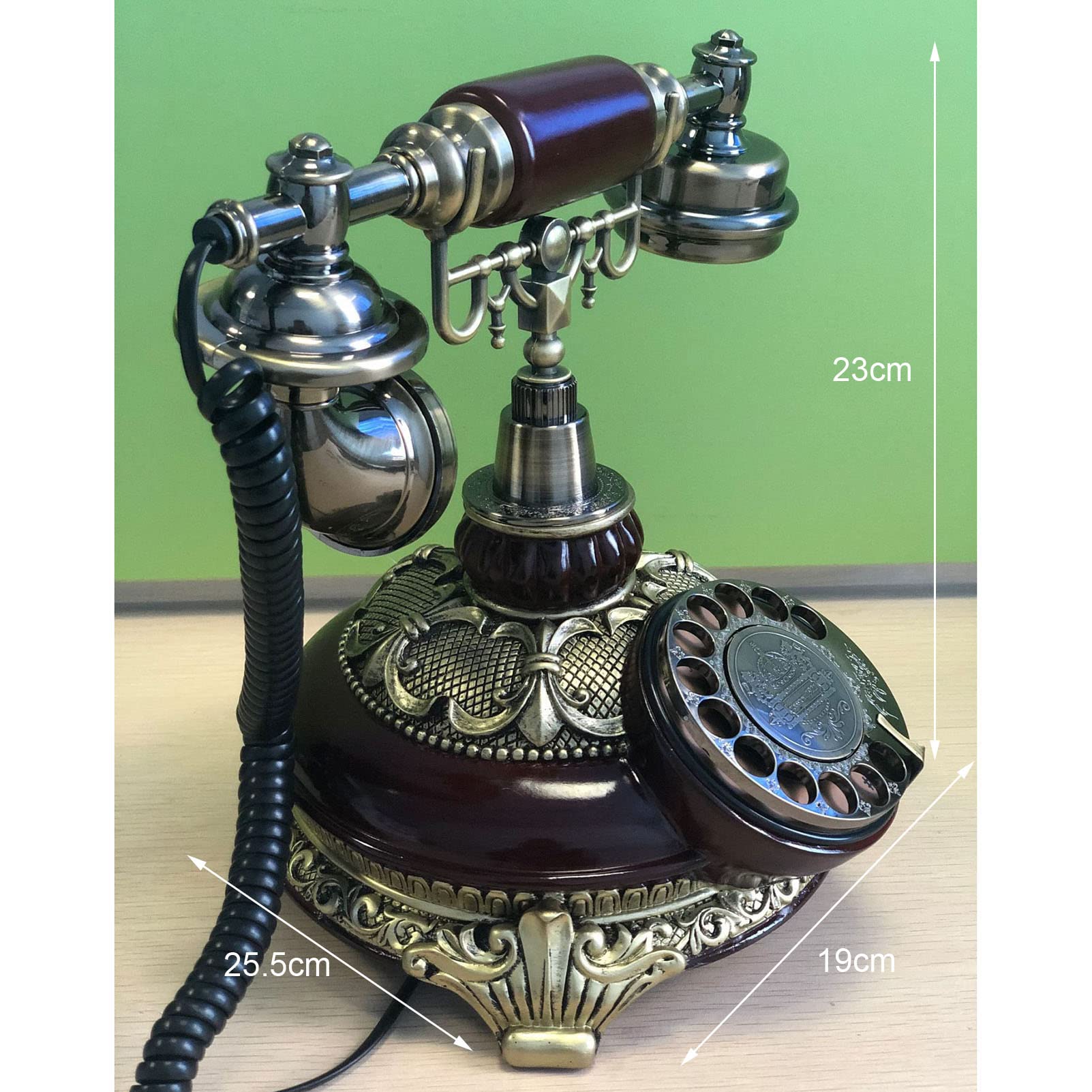 Telefon stacjonarny retro, zabytkowy, obrotowy, biurkowy, telefon z tarczą, telefon domowy, dekoracyjny