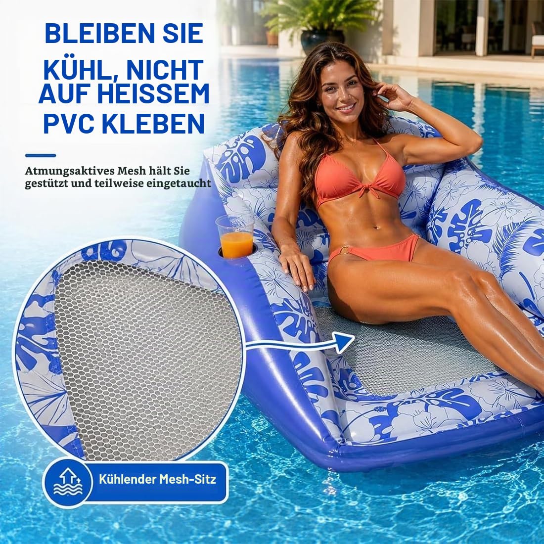 2026 Neue aufblasbare 3-in-1-Poolliege, ergonomisches Stützdesign