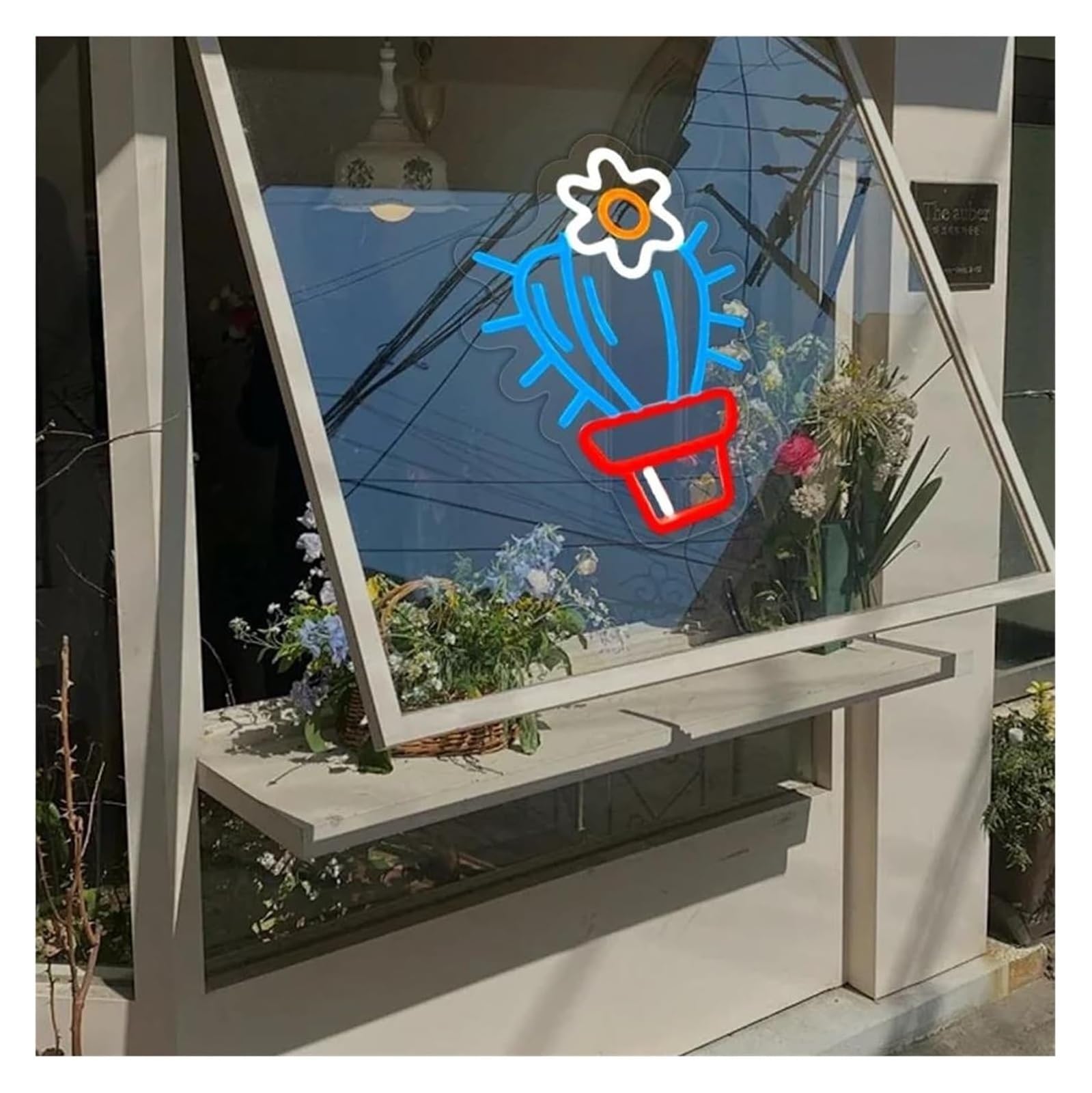 Generico Lampada per insegna al neon a LED con luce dimmerabile per negozio di fiori per stanza delle piante, 22 cm x 31
