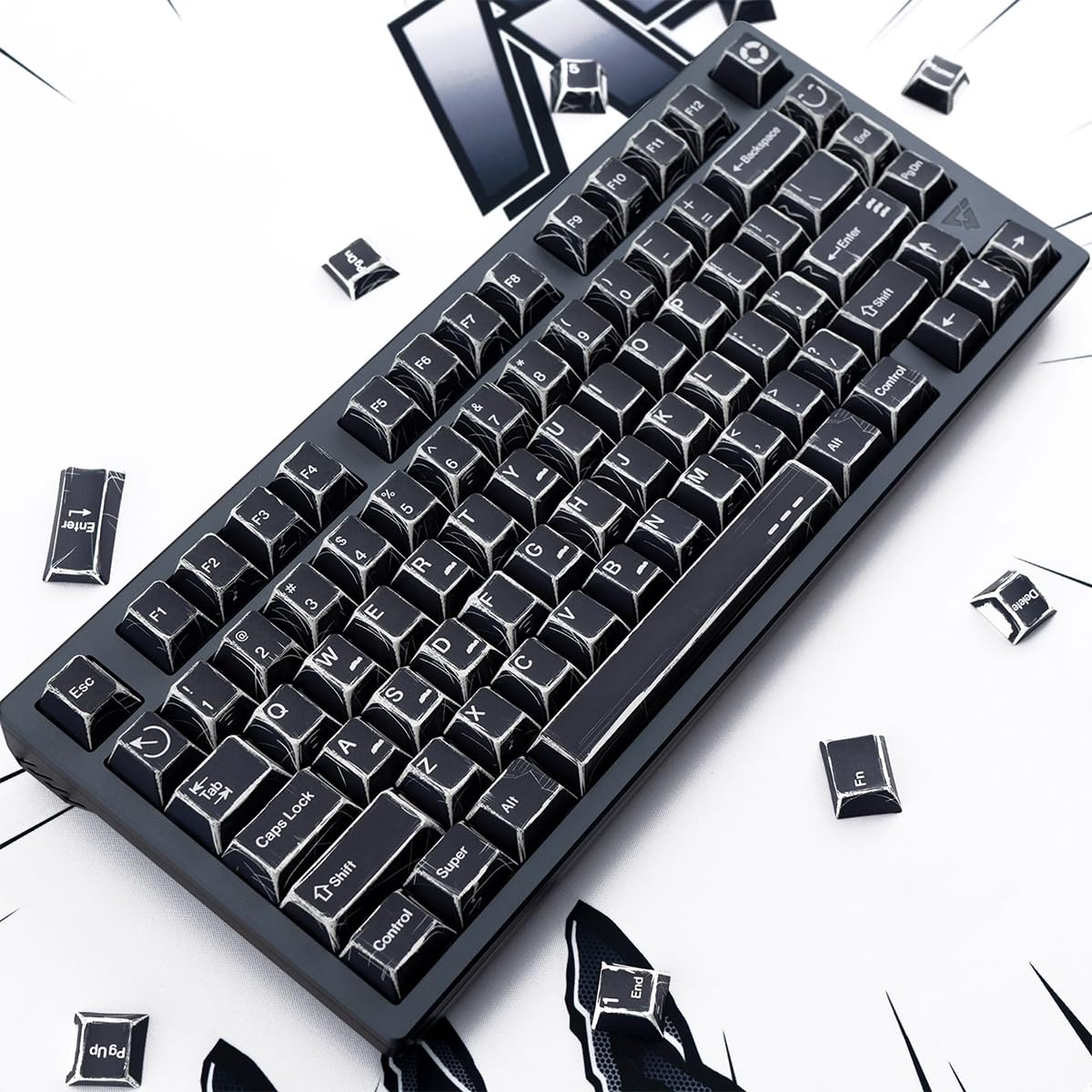 151 klawiszy, retro, manga, PBT Dye Sub Cherry Profile, czarne, zestaw nasadek klawiszy, pasuje do klawiatury 61/65/87/104/108 Cherry Mx, przełączniki mechaniczne