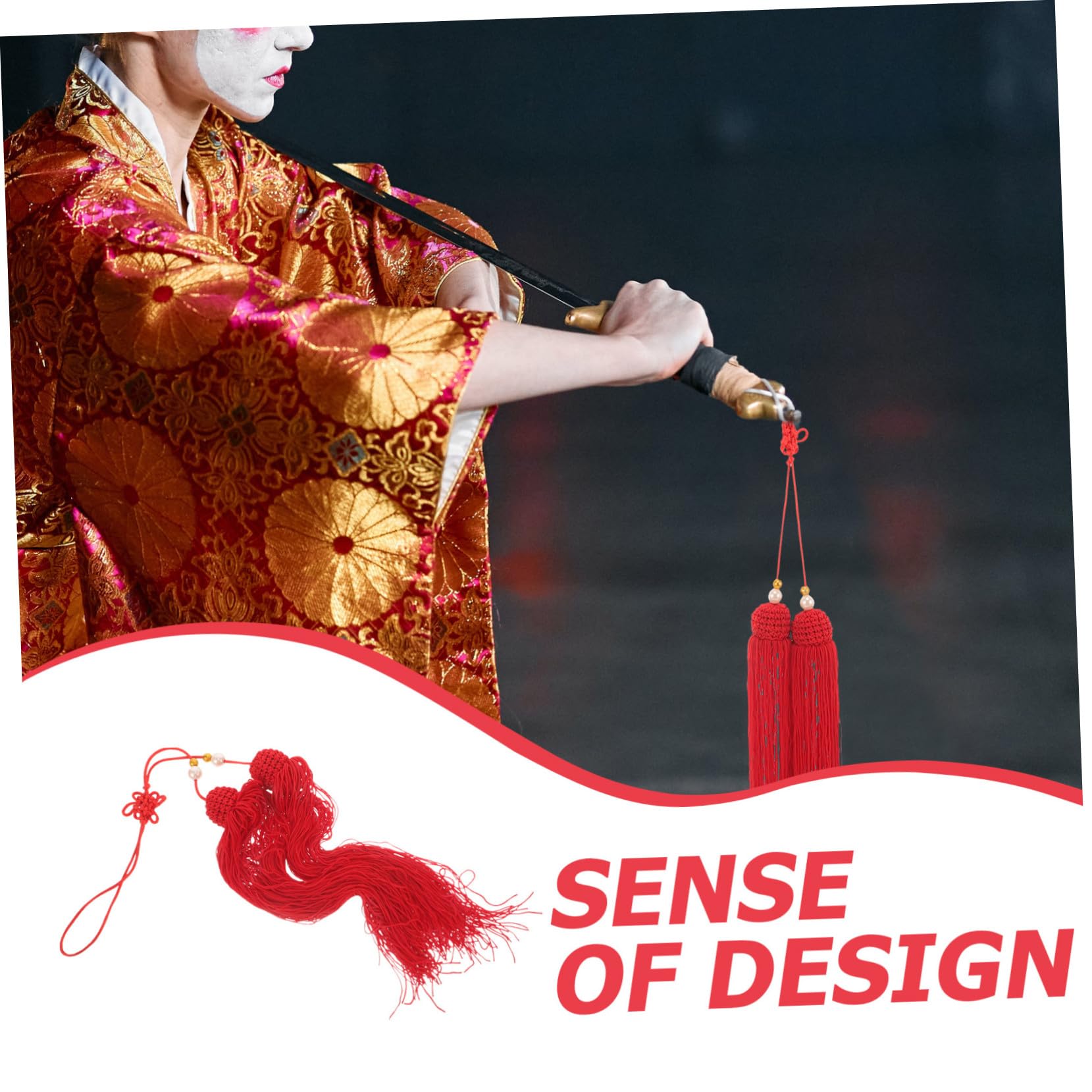 Cabilock Borla Roja de Tela para Adorno de Sable de Tai Chi, Material Seguro y Uso Versátil para Equipamiento de Práctica Marcial