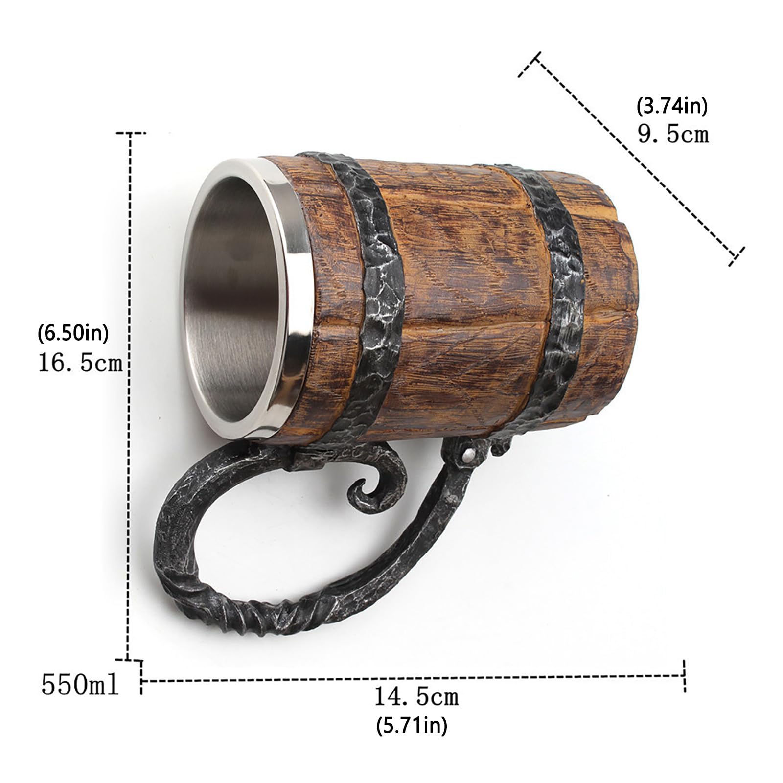 Goodtimera Chope À Bière Faite À La Main Bière En Tonneau En Bois Chêne, Baril 450 ML Écologique Naturel, Tasse À Cocktail À Double Paroi En Acier Inoxydable Pour Bar Restaurant Goodtimera Chope À Bière Faite À La Main Bière En Tonneau En Bois Chêne, Baril 450 ML Écologique Naturel, Tasse À Cocktail À Double Paroi En Acier Inoxydable Pour Bar Restaurant