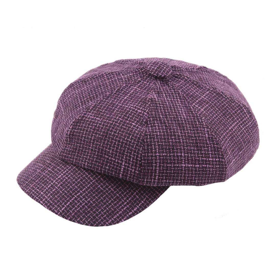 Sanomy Women's Purple Plaid Newsboy Cap For Woman Retro Flat Baker Hat Casual Spring Autumn Vintage Gatsby Caps, 58Cm