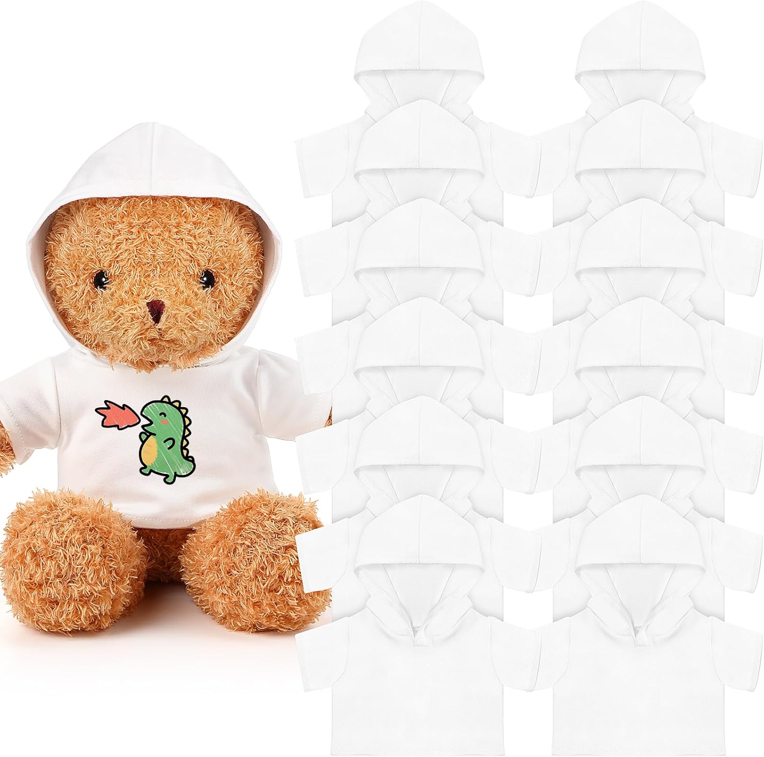12 Pcs 8-12 Inch Stffed Bear Shirt Hoodies Bulk Blank Plush Animal Doll Clothes Tshirt for Sulimate DIY Stuffed Doll Outfit 12 Pcs 8-12 Inch Stffed Bear Shirt Hoodies Bulk Blank Plush Animal Doll Clothes Tshirt for Sulimate DIY Stuffed Doll Outfit