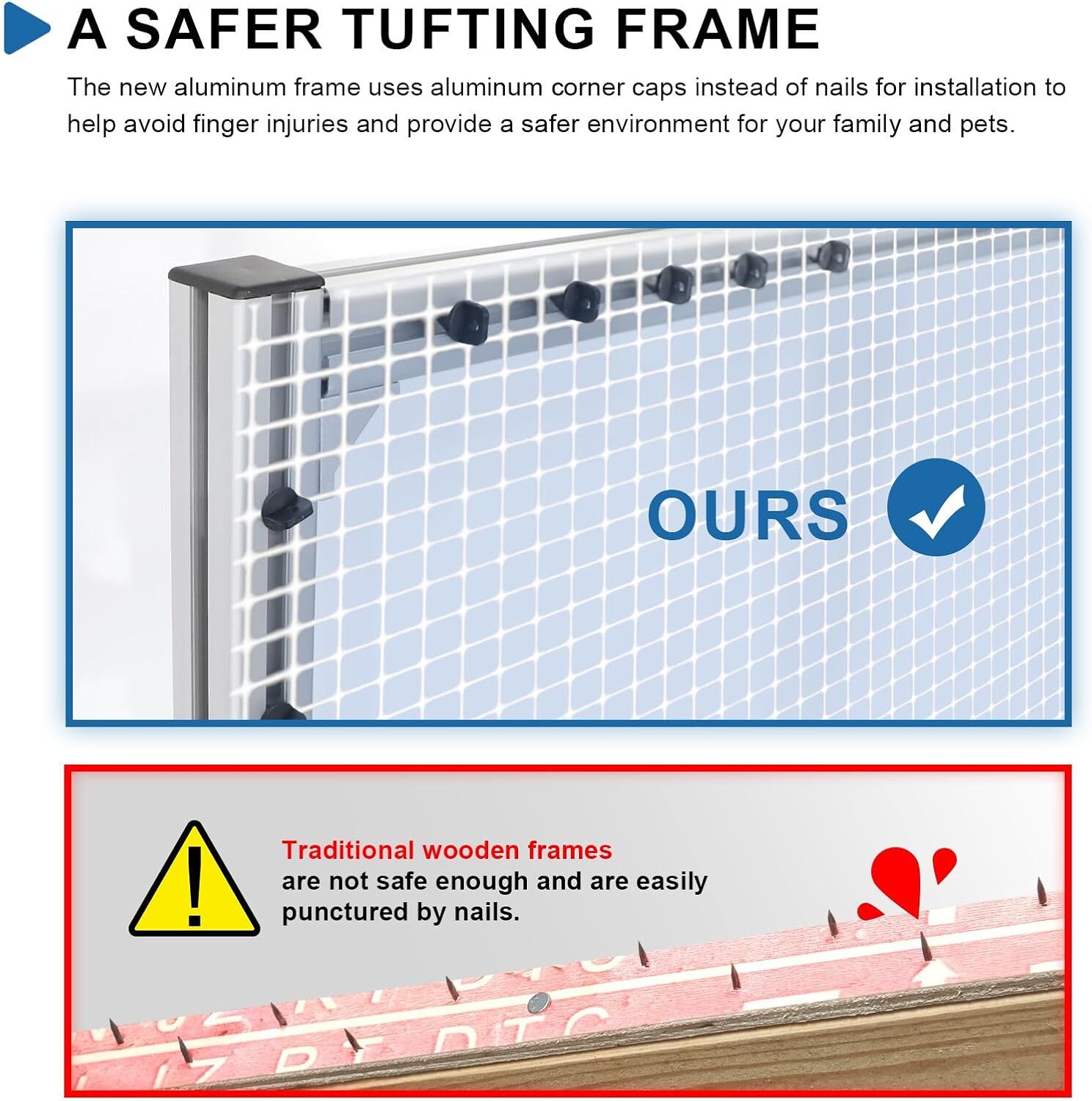 Kerty 55 Inches Rug Tufting Frame, Aluminum Metal Tufting Frame Kit for Rug Making, A Safer Tufting Cloth Stand for Tufting Beginners and Lovers