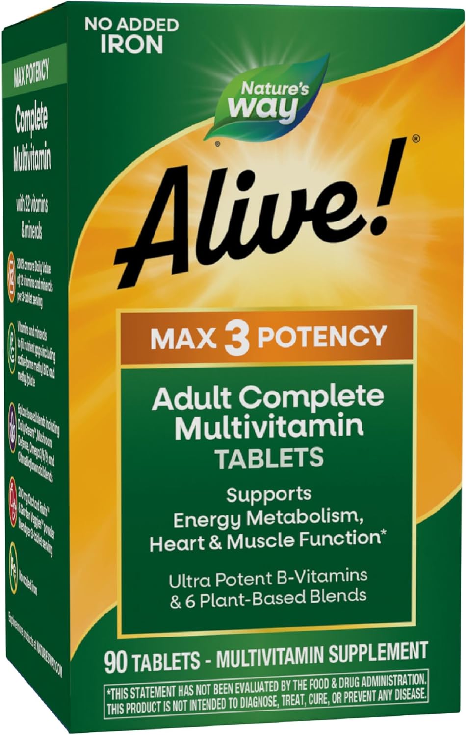 Alive Max3 Potency Adult Multivitamin with methyl B12 & folate
