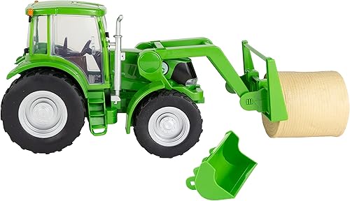 Miniatura 2 de Big Country Toys Paquete de tractor y empacadora, escala 120, juguetes de granja, tractor de juguete verde, bala de heno con agujeros, plástico