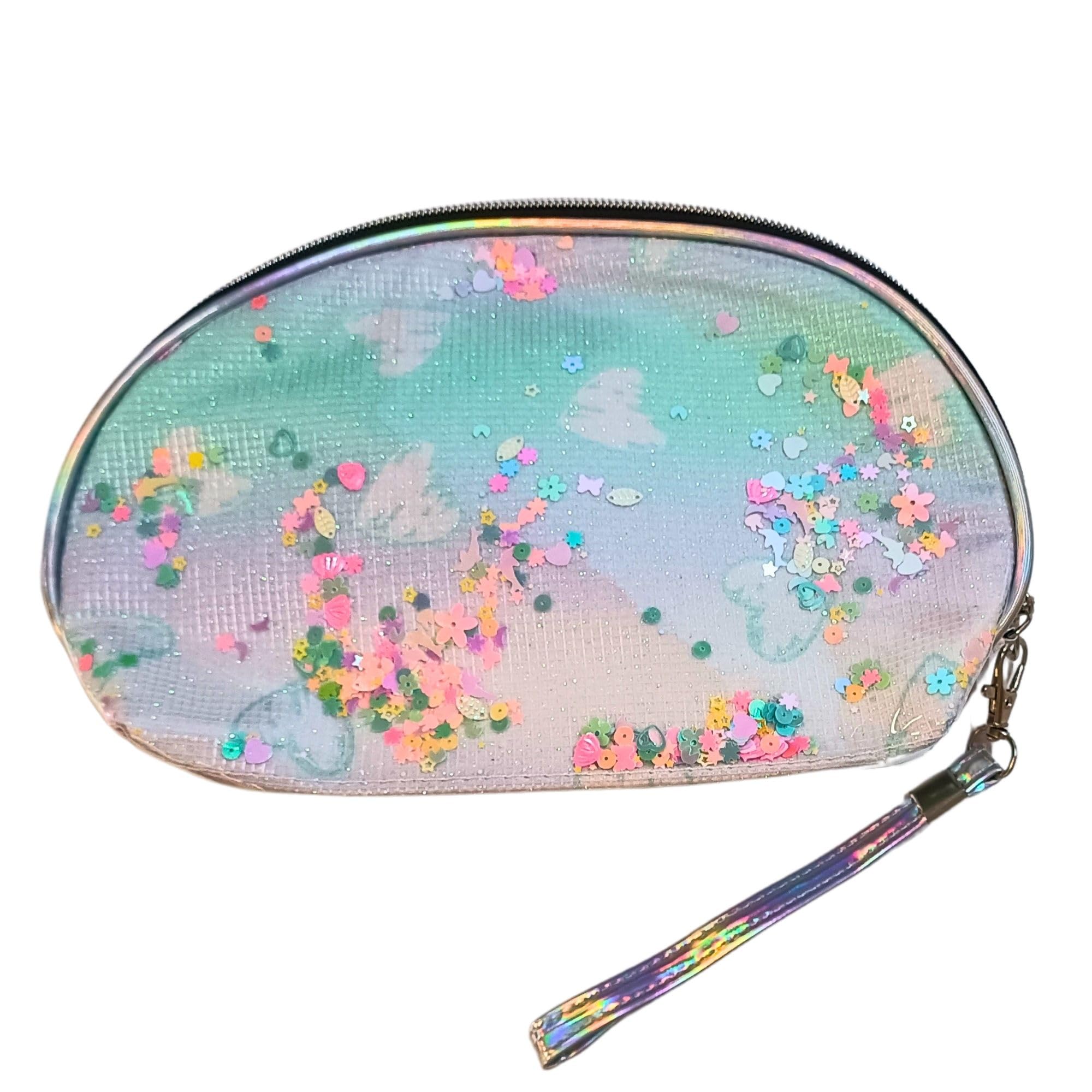 MONEKYTAIL Green Love Makeup Pouch - Sparkly Sequin Cosmetic Bag with Detachable Lanyard Strap for Teens | Stylish Pouch for Makeup Accessories | Birthday Gift for Girls & Women-image-7