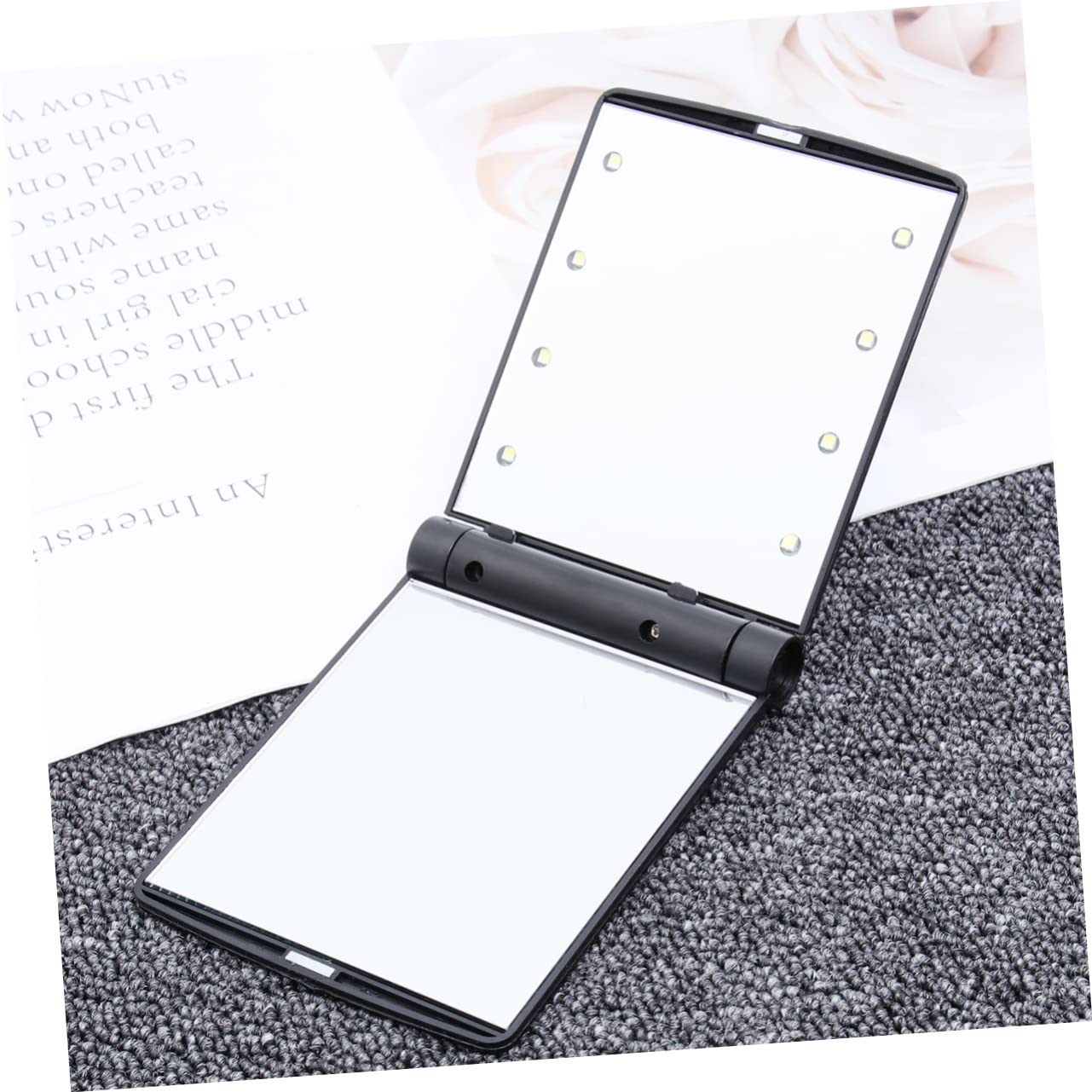 DOITOOL 3stücke Kosmetikspiegel Mit Helligkeits-LEDs Tragbarer Faltbarer Mini-Spiegel Für Makeup Unterwegs Kompaktes Design Schwarz Für Handtasche Oder Reise