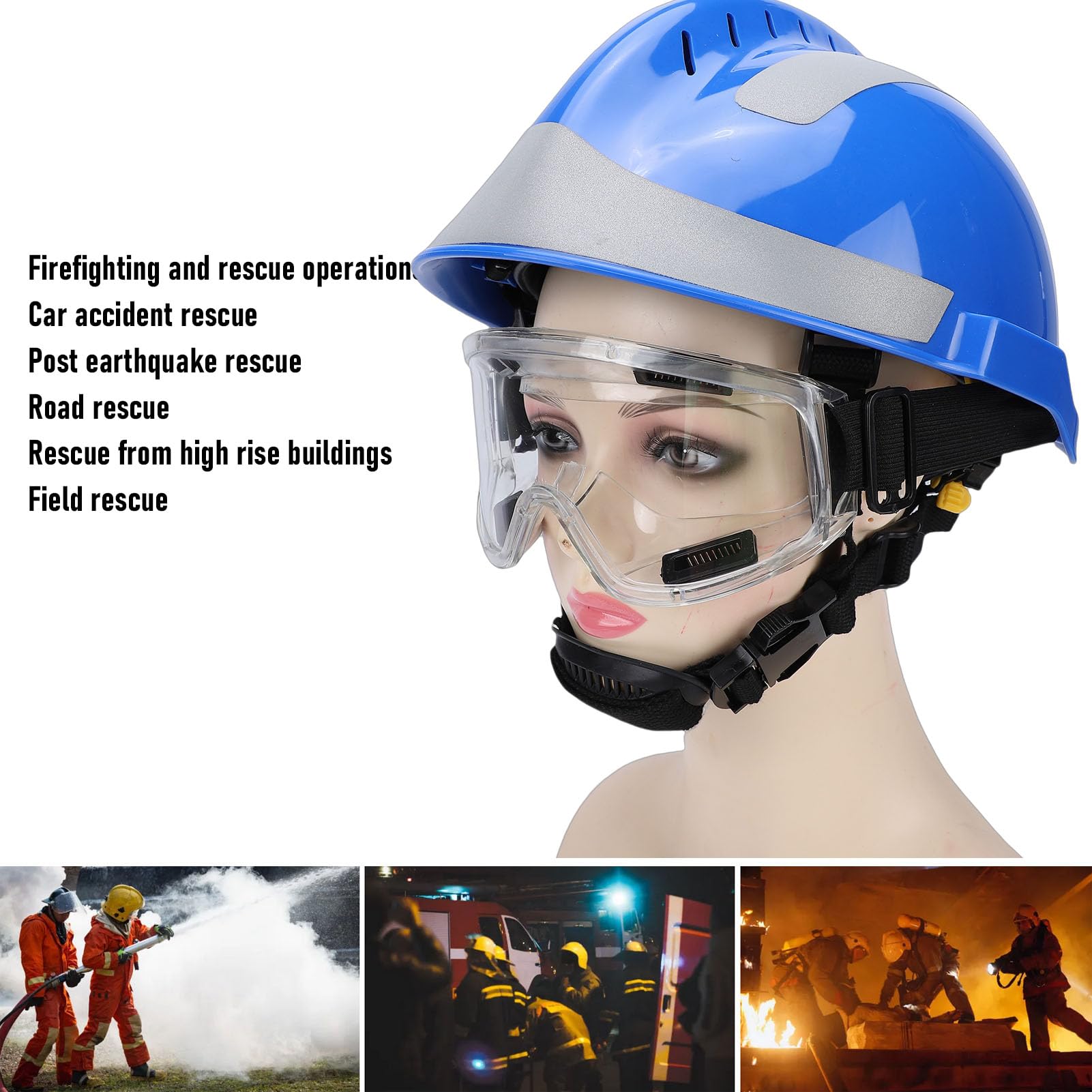 Casco de Seguridad, Cascos con Faro, Tira Reflectante, Casco Emergencia Protector Rescate para Construcción, Trabajo Industrial Al Aire Libre Silvicultura Escalada en Hielo