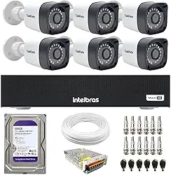 Kit 6 Câmeras Segurança Full HD DVR Intelbras 8 Canais Com HD Completo