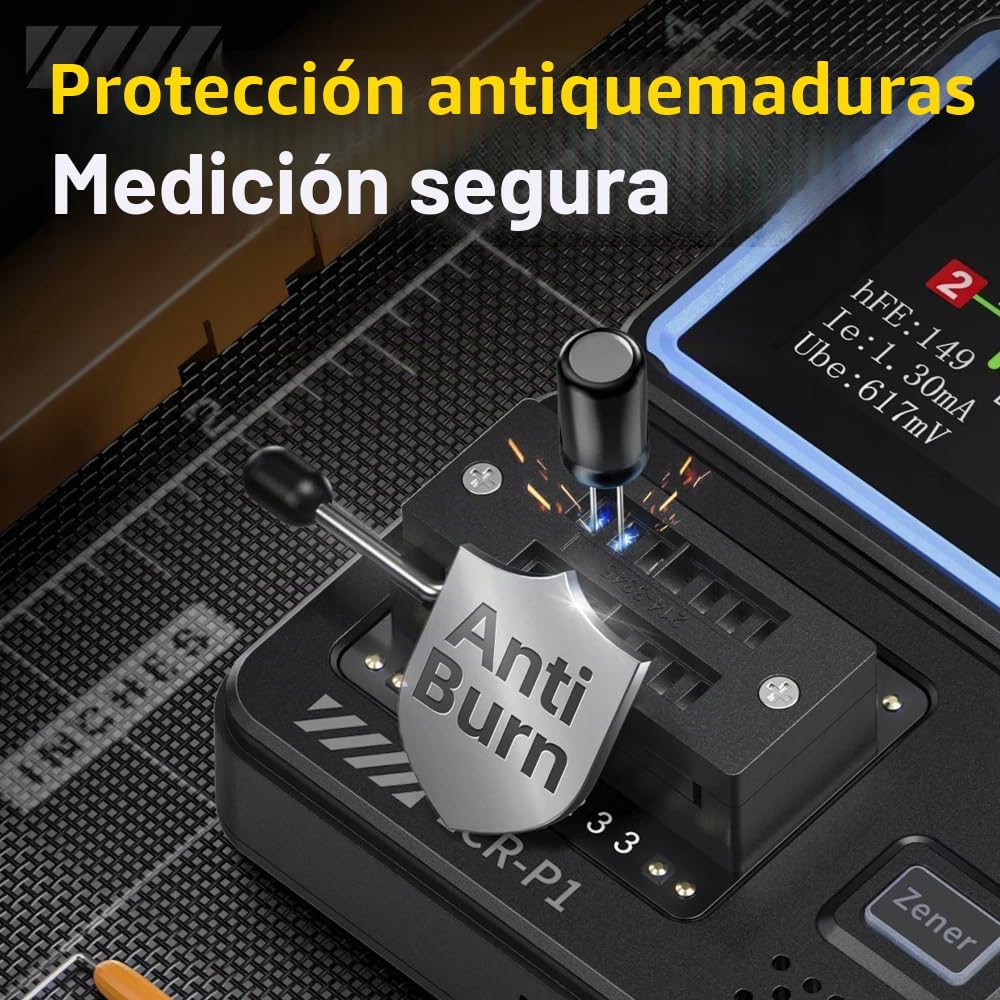 DollaTek Mosfet Tester Transistor Tester Condensador Transistor SMD Multifuncional Probador Componentes Electrónicos Diodo Triodo ESR NPN PNP Tester MOSFET Medidor LCR Anti-Burn