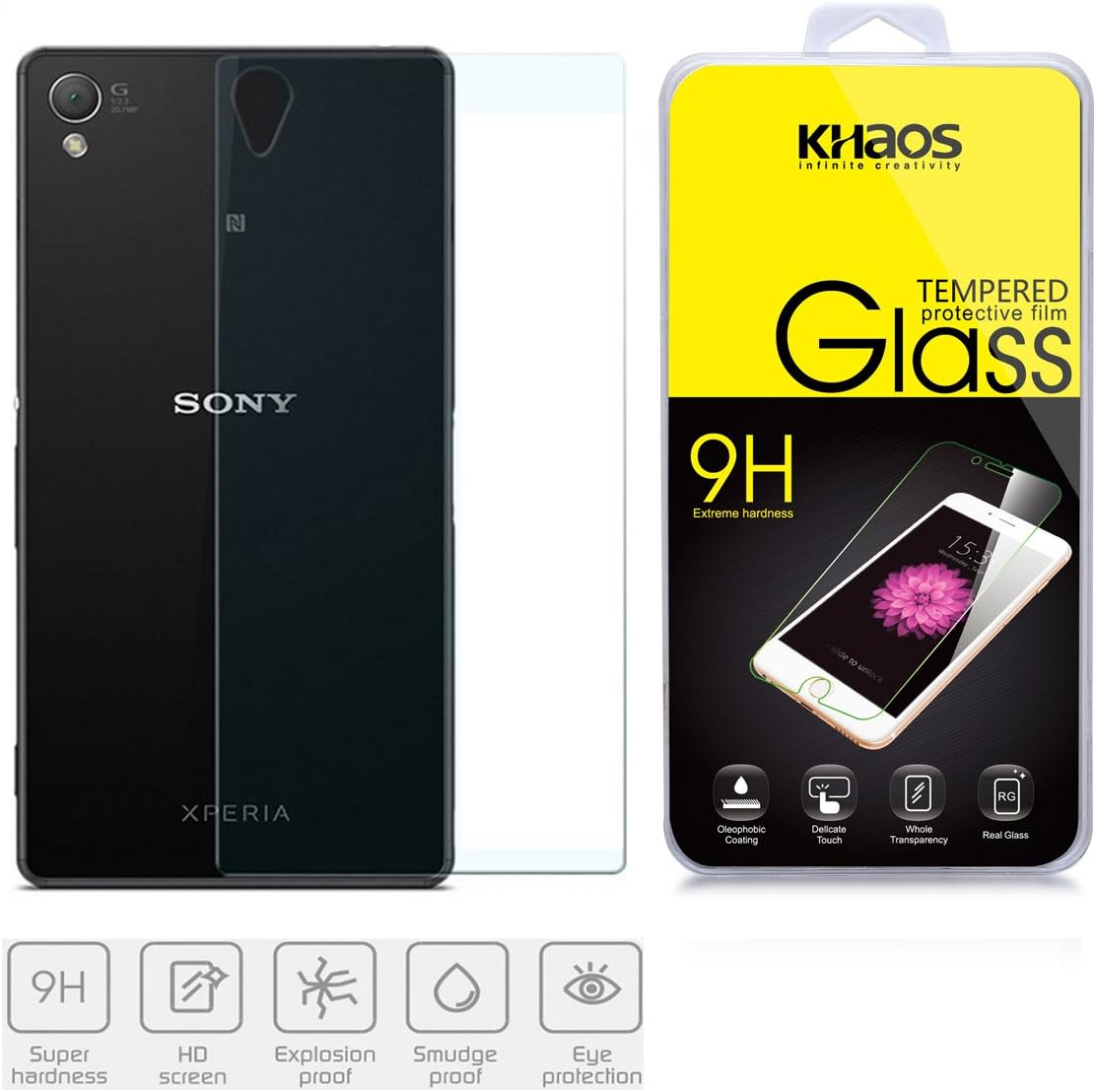 Sony Xperia Z3 [Only Back Cover] Screen Protector, KHAOS Premium Tempered 0.33mm Glass Screen Protector Film for Sony Xperia Z3 Only Back Cover