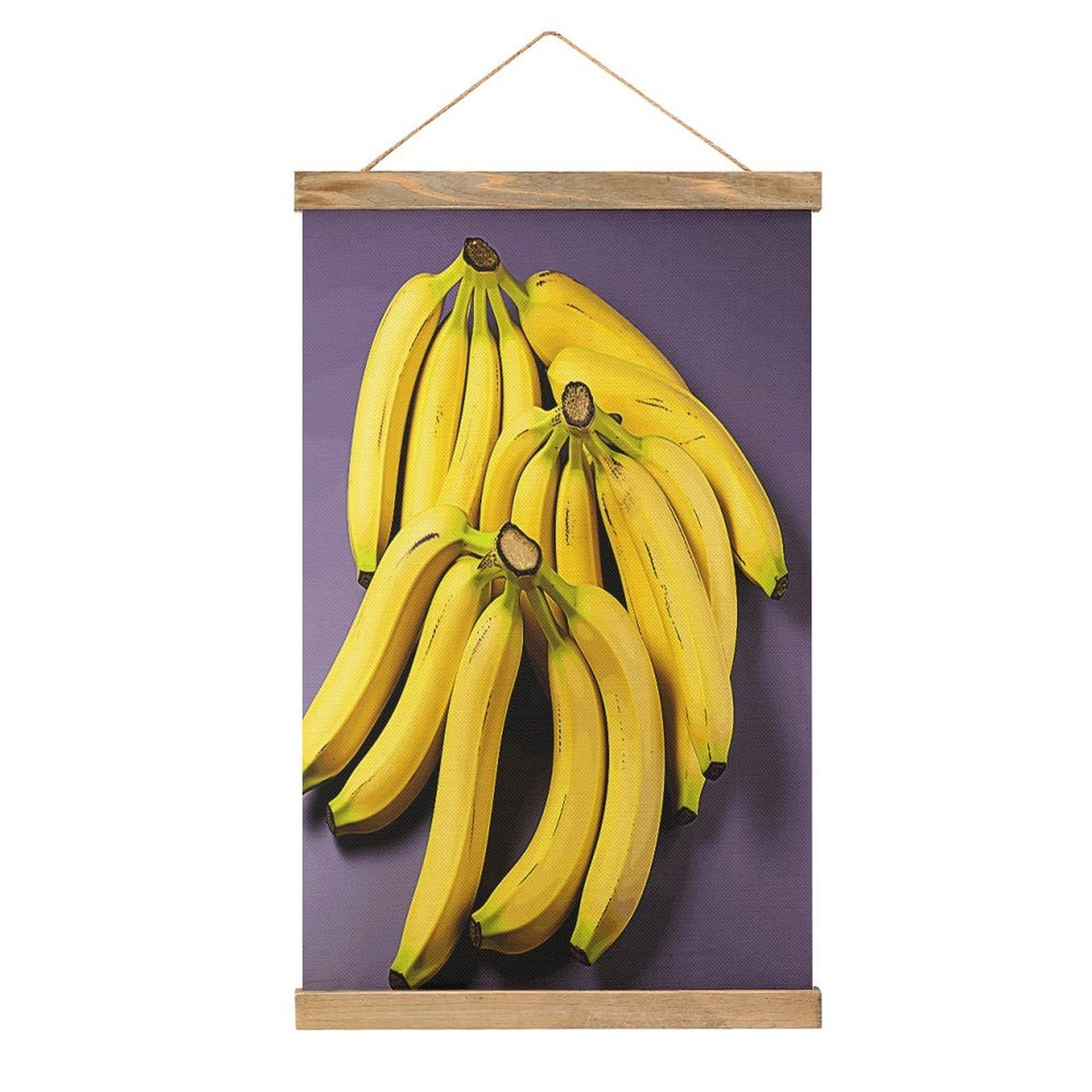 FekiLoot Unique Banana Fruit Linen Hanging Painting Vintage Poster Hanger Frame Wall Decor Art Painting Printed on Linen Without Fading Living Room Office Bedroom Playroom Apartment Decor