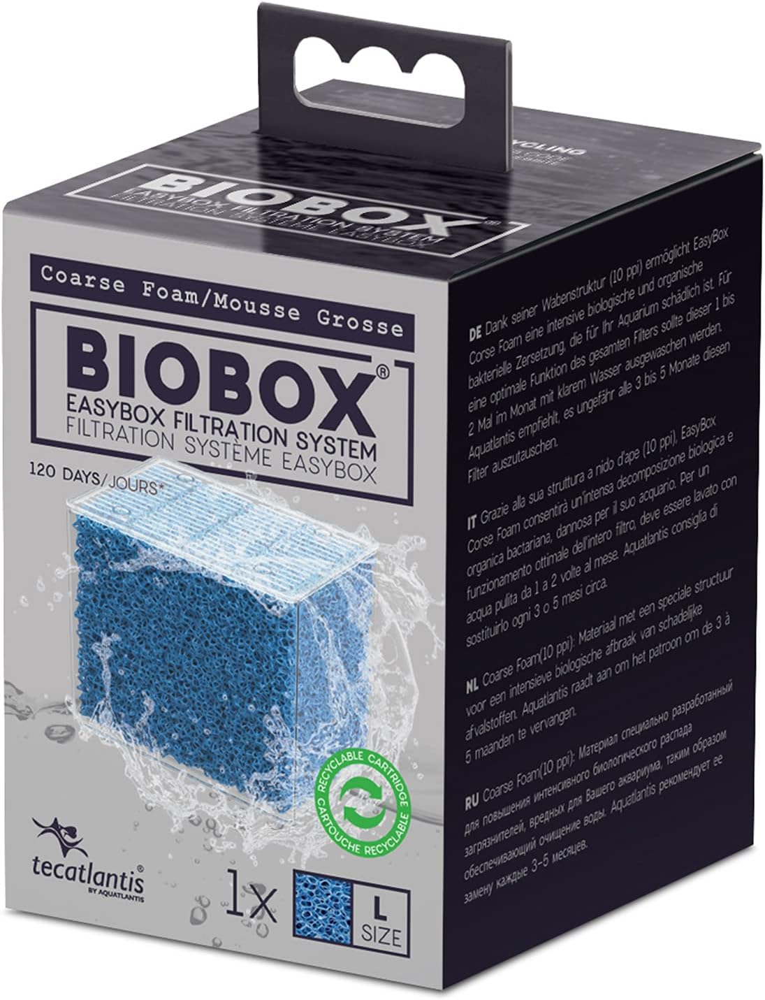 Tecatlantis Easybox Coarse Foam Filter Media Cartridge for Biobox Filters 2 and 3, L