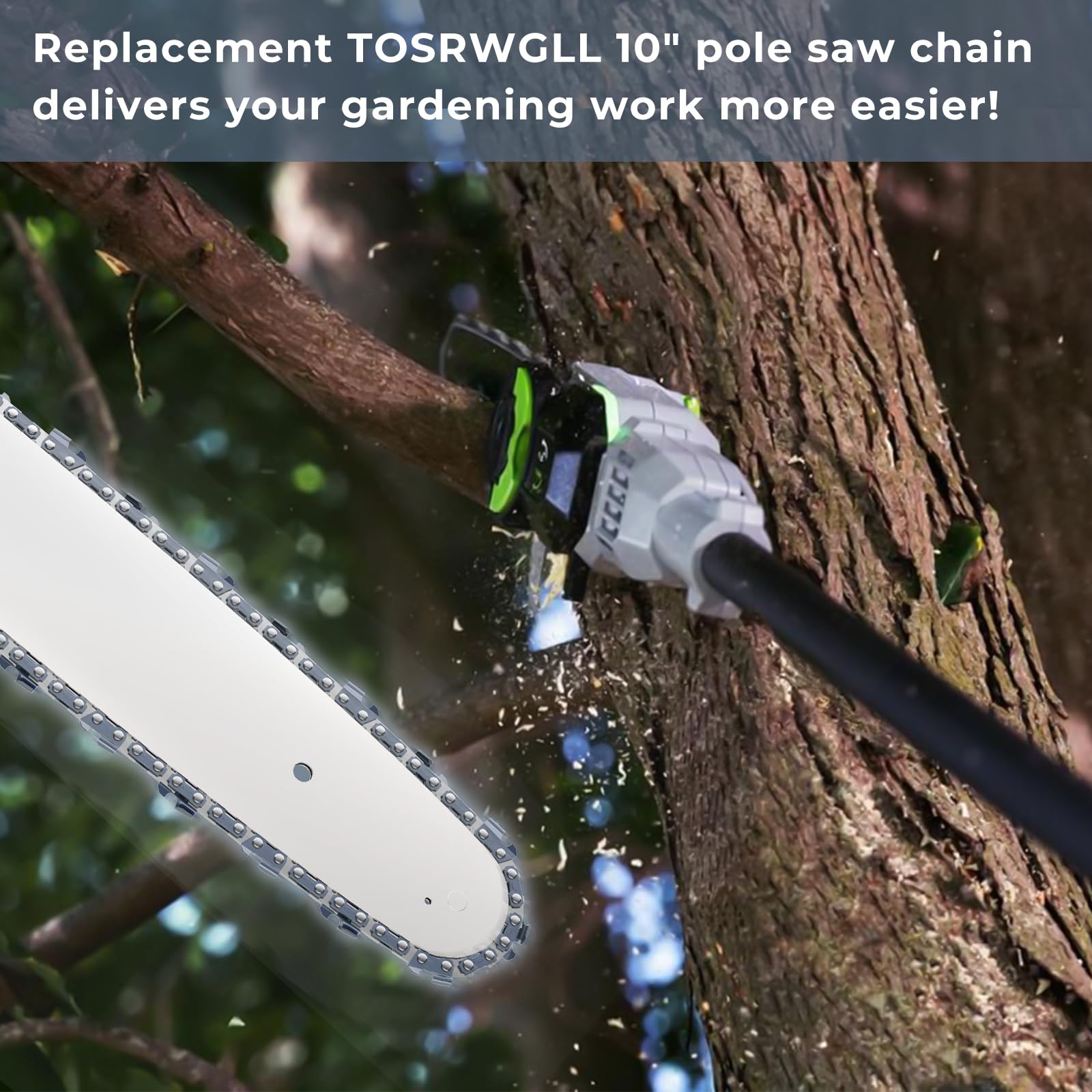 10" Pole Saw Chain Replacement for EGO 56V Pole Saw Model PSA1000,MPS1000,MPS1001,PPSX2504, AC1000 Chain Saw Blade,40 Drive Links 0.043" Gauge 3/8" LP Pitch (3 Pack)