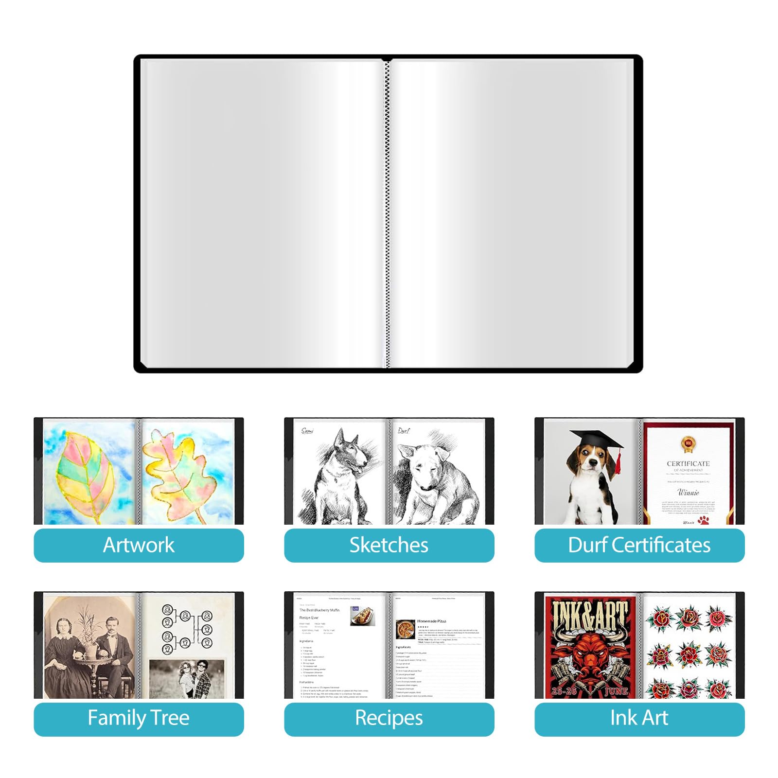 2 Pack A3 Display Book Folder with 80 Views (40 Pockets), Black Art Portfolio Folder with Clear Plastic Sleeves, Presentation Book for Artwork, Paintings, Posters, Certificates & Sheet Music - 44x32cm - Image 3