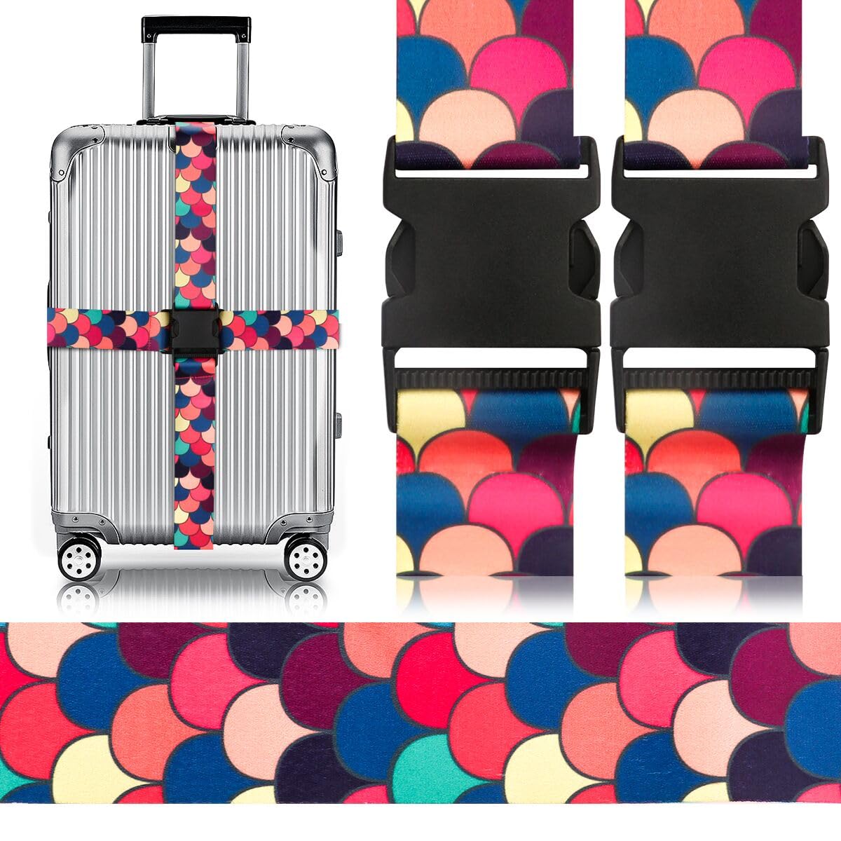 Adjustable Travel Luggage Strap Suitcase Belt Travel Bag Accessories 1.96 in W x 6.23 ft L