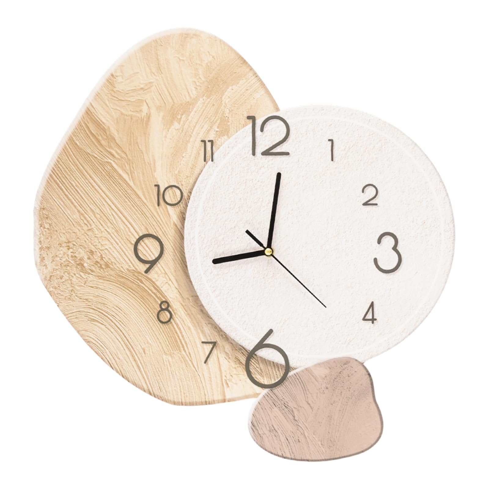 Orologio digitale da parete forme irregolari con ganci senza traccia creativi, orologio da parete silenzioso al quarzo, moderno, pendoli da parete per soggiorno, cucina, ufficio (oro+bianco)