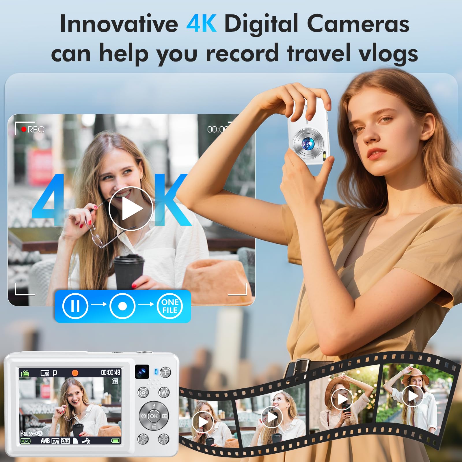 Amazon | 4Kデジタルカメラ、64MPオートフォーカスVlogカメラ
