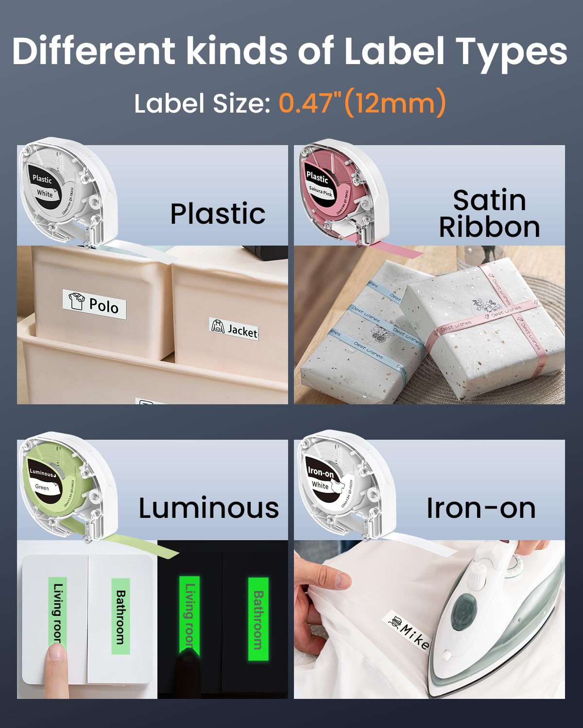 Phomemo LT12 Etichettatrice, Bluetooth Stampante per Etichettatrice Etichette Adesive, Etichettatrici portatile con tastiera QWERTZ Per Casa, L'ufficio,Stampa su Etichette Serie da 3.5 a 12 mm
