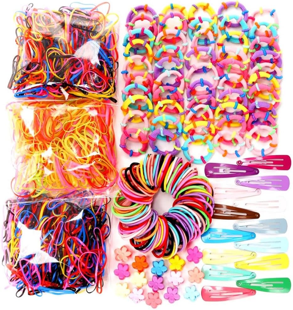 Goodern 780Pcs Hair Clips Set,Girls Hair Accessories Candy Color Elastic Hair Tie Set,Cute Headdress Hairpin Rubber Band Combination Set Creative Minimalist Hair Accessories for Girls Kids Teens