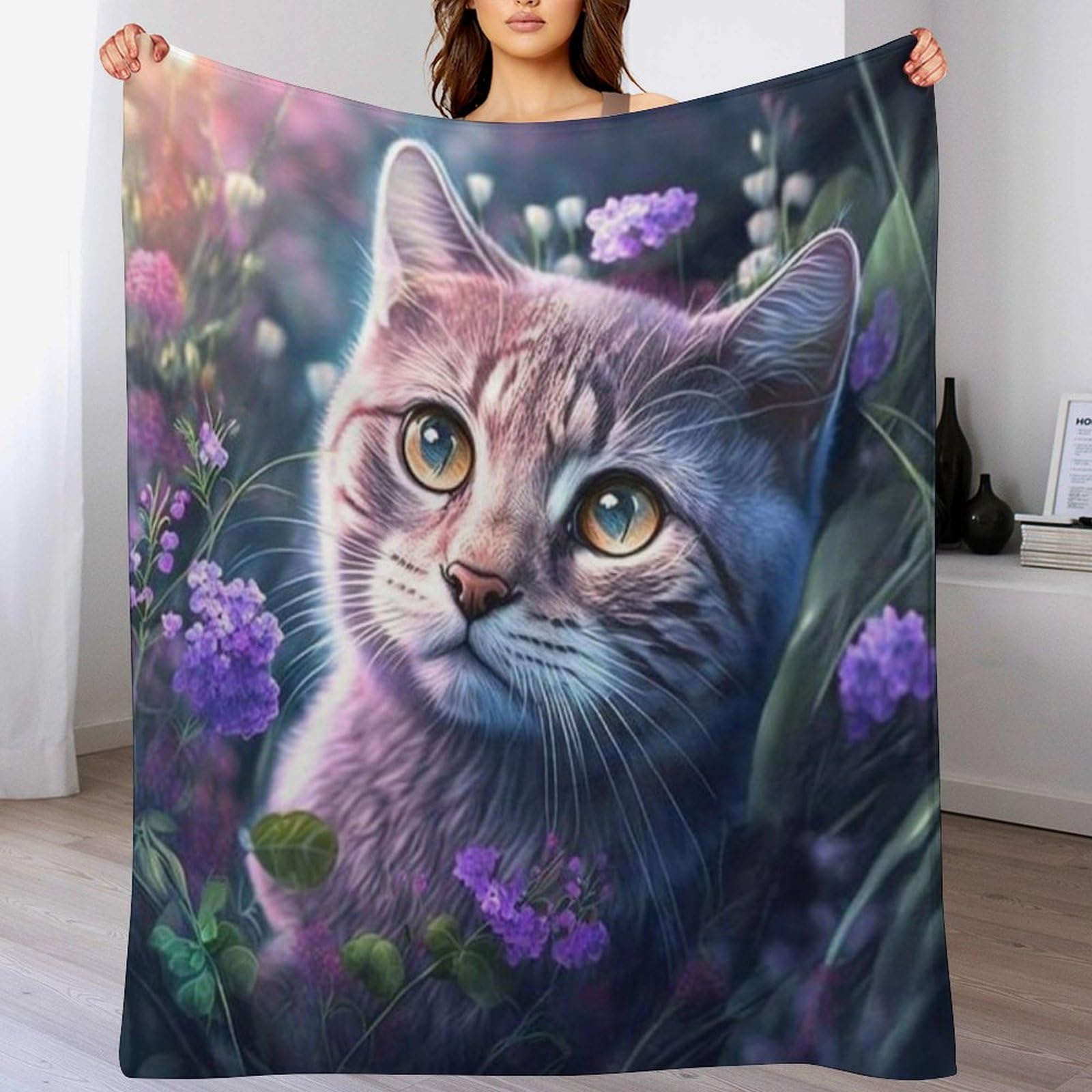 Couverture Cute Chat en flanelle 100x130cm plaid lit et canape