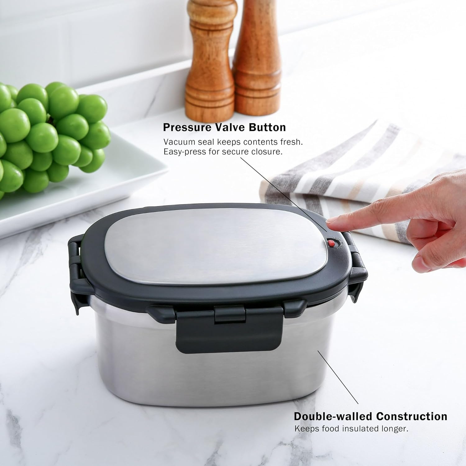 33 oz Insulated Food Container, Stainless Steel Lunch Box with Removable Divider(2 pack)