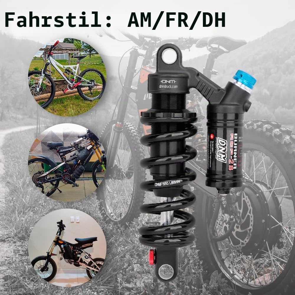 DNM RCP2S Downhill Mountainbike Hinterradaufhängung Federstoßdämpfer MTB Stoßdämpfer für MTB/Elektro-Mmotorrad (190 × 51 mm (250 kg))