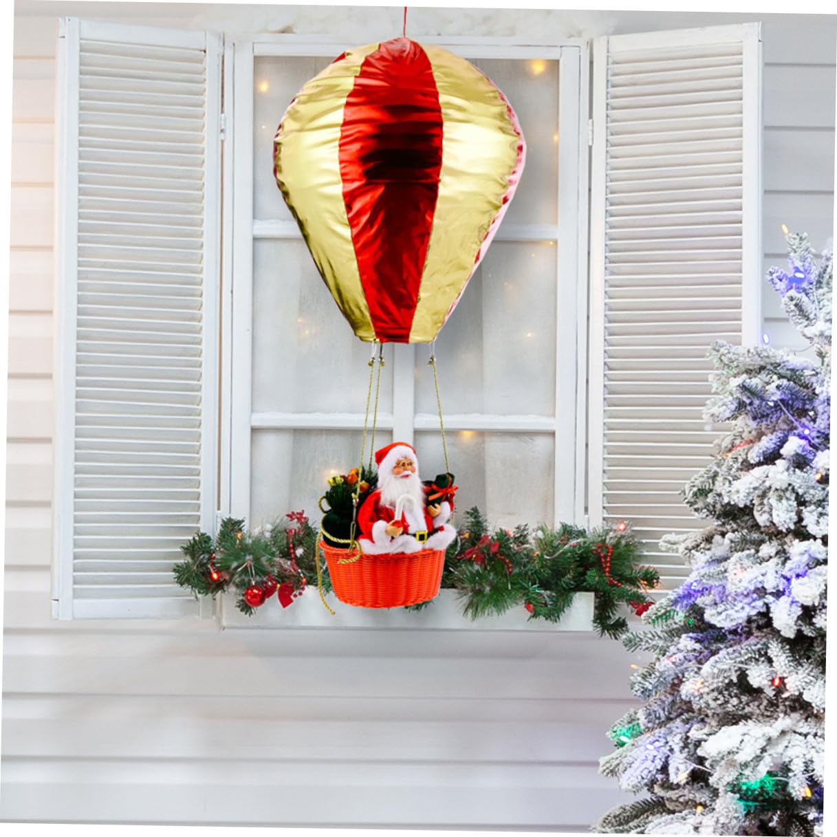 Santa Weihnachtsdeko Heißluftballon Ornament Hängende Deckendekoration aus Sicherem Material Farbenfrohes Weihnachtsfest Ornament für Hotel Kaufhaus und Zuhause