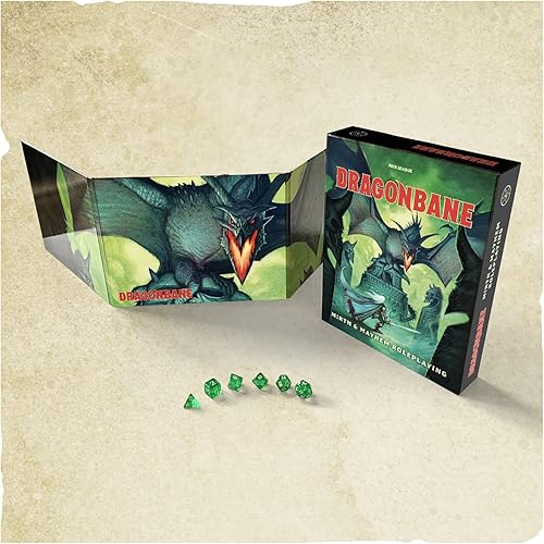 Miniatura 5 de Free League Dragonbane: Juego de dados – Juego de 6 dados transparentes verdes, Free League Publishing, incluye D4, D6, D8, D10, D12 y D20