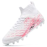 Unisex Soccer Cleats Lightweight No-Tie Lacing System Multi-Surface Football Shoes with Ankle Support for Beginners to Advanced Players