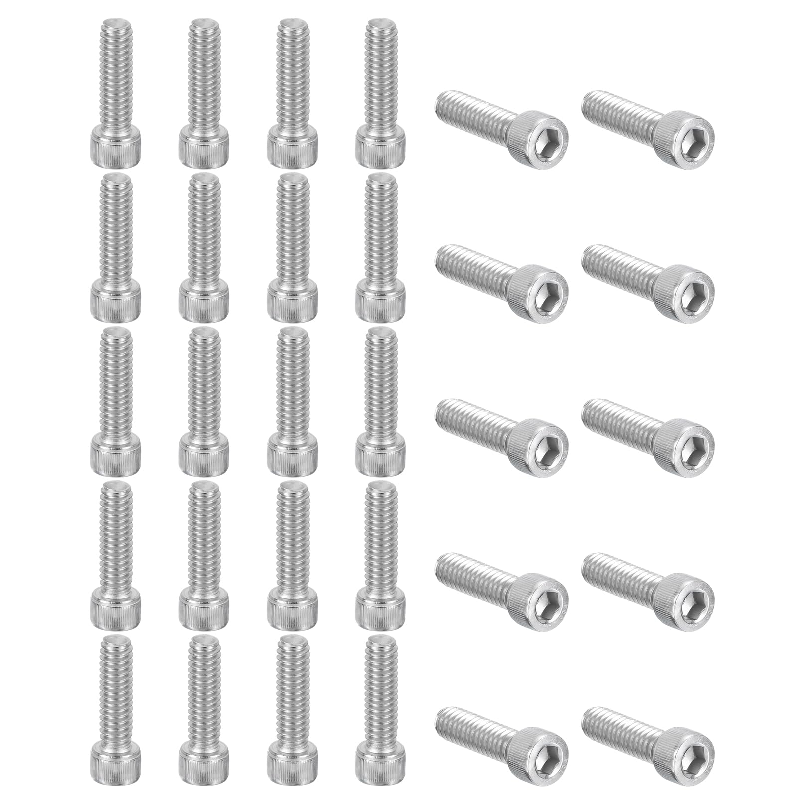 PATIKIL 1/4-20 x 7/8" Hex Socket Cap Head Screw Bolt, 30Pcs 304 Stainless Steel 18-8