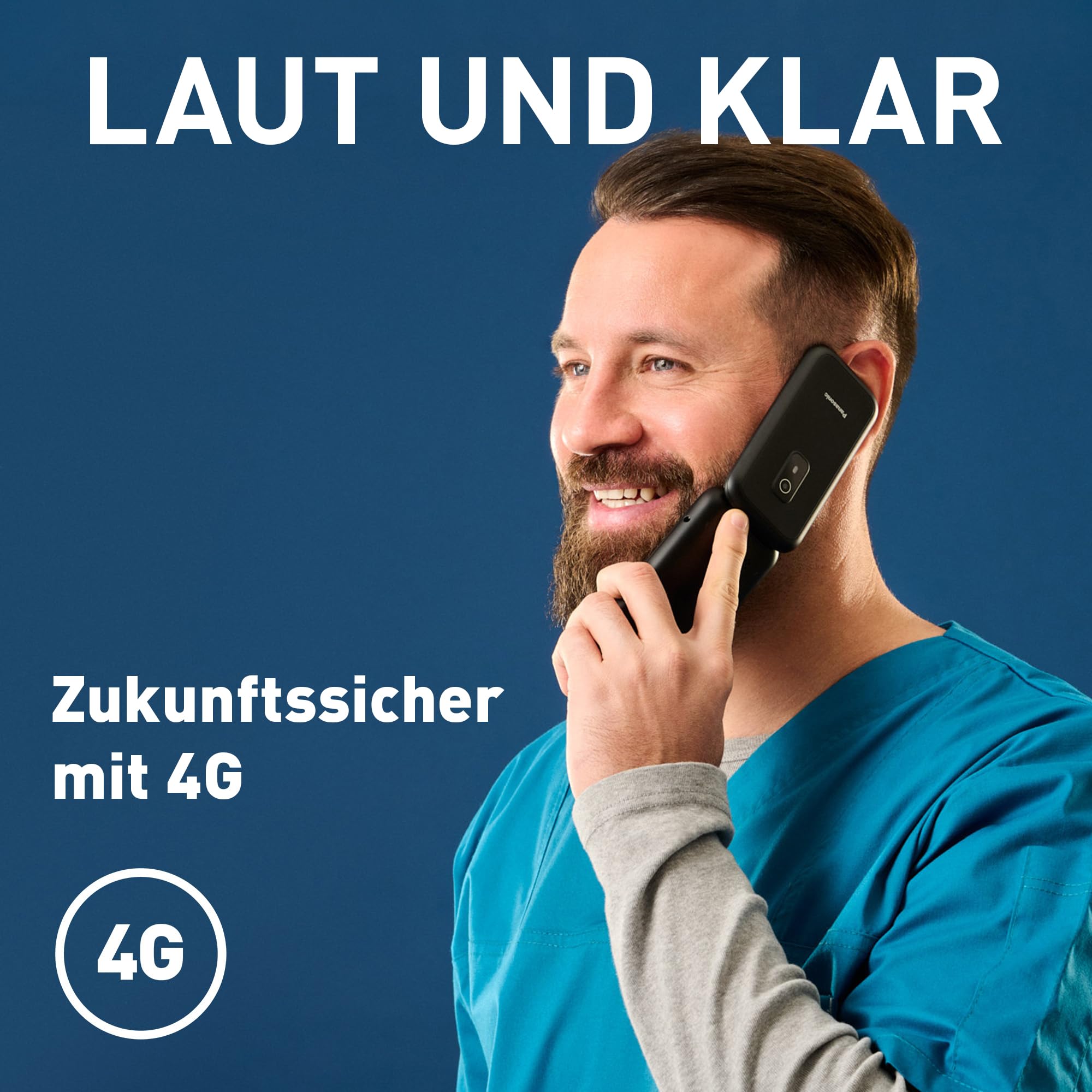 Panasonic KX-TF600 4G Easy Phone, Volte Klare Anrufe, 290 Stunden Standby, USB-C Schnellladung, 2,8" Display, Bluetooth, LED Taschenlampe, IP44 Wasserdicht, Beleuchtete Tasten, Schwarz