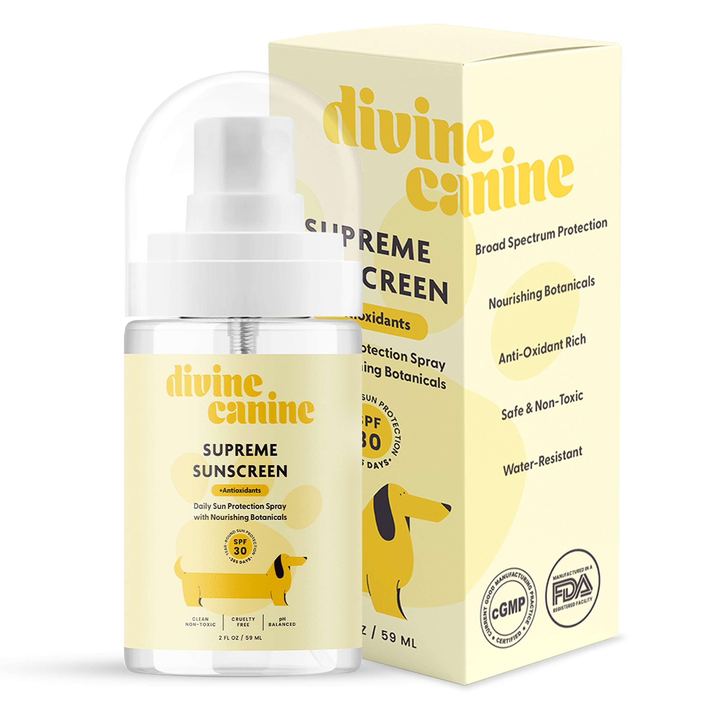 Dog Sunscreen for Nose and Body - 2 oz Sun Protection - Dog Summer Essentials Water Resistant SPF 30 with Natural Ingredients - Made in the USA