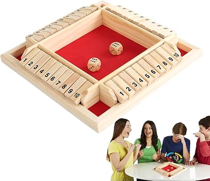 Shut the Box Board Game, Number Board Game, Wooden Toy, Shut the Box, Wooden Table Game, Play for 2-4 People, Kids and Adults, Brain Warfare, Home Party B